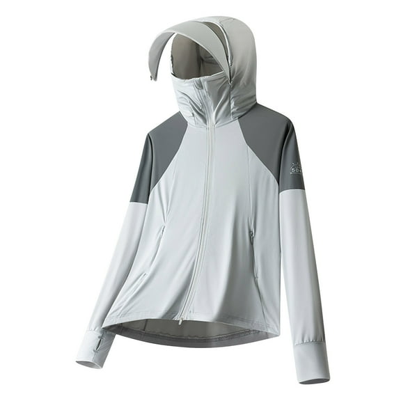 Sun-protective Clothing for Men Lightweight Sunscreen Coat for Hiking Travel Gray L