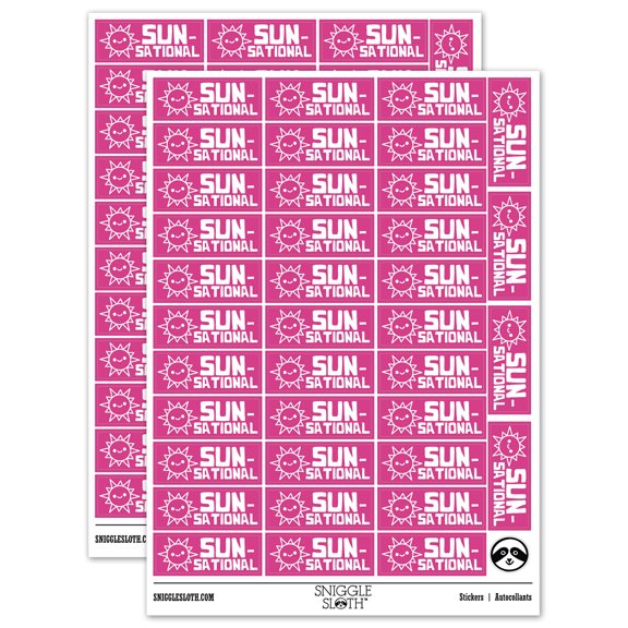 Sun-sational Sensational Teacher Student School Sticker Set - Hot Pink - Gloss Finish - 1.5" Small