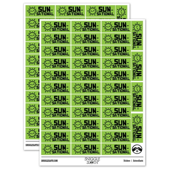 Sun-sational Sensational Teacher Student School Sticker Set - Light Green - Matte Finish - 1.5" Small