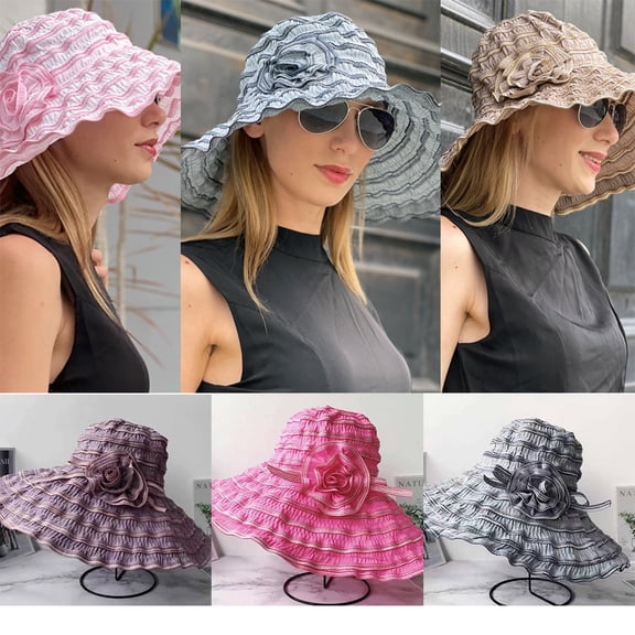 Sun visor women's sun protection summer big brim hat anti-ultraviolet travel sun hat can be folded and washed/Blue
