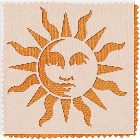 Sun with Face Stencil, 6 x 6 inches, 14 Mil Mylar Plastic, Stencil Stop