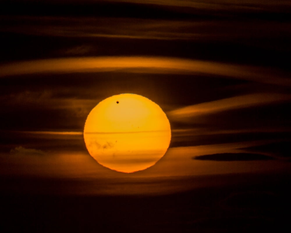 Sun with Venus Iceland-The planet Venus appeared as a small dark disk moving across the face of the Sun Canvas Art - Panoramic Images (22 x 27)