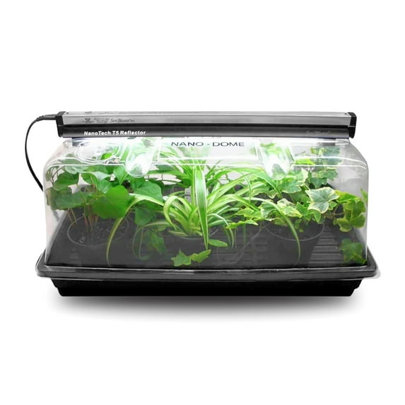SunBlaster – LED Mini Greenhouse Kit – Full Spectrum Grow Light – 10"x20" Dome & Tray