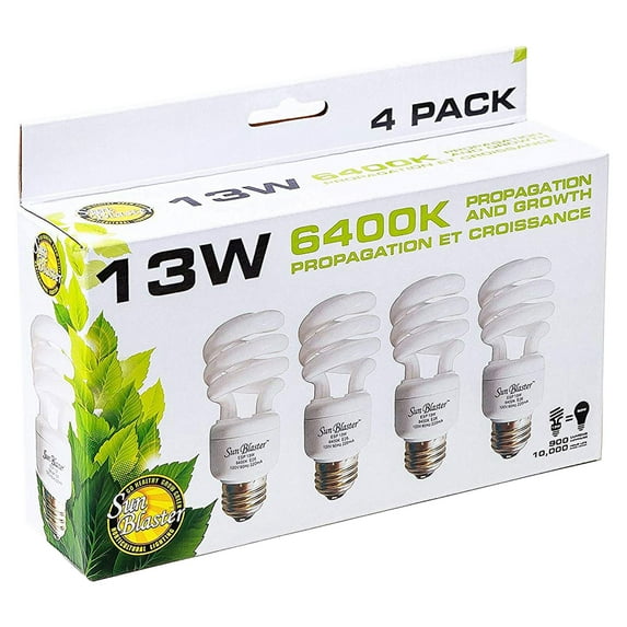 SunBlaster SL0900151 13 Watt Indoor Plant Grow Light Set with 4 CFL Lightbulbs