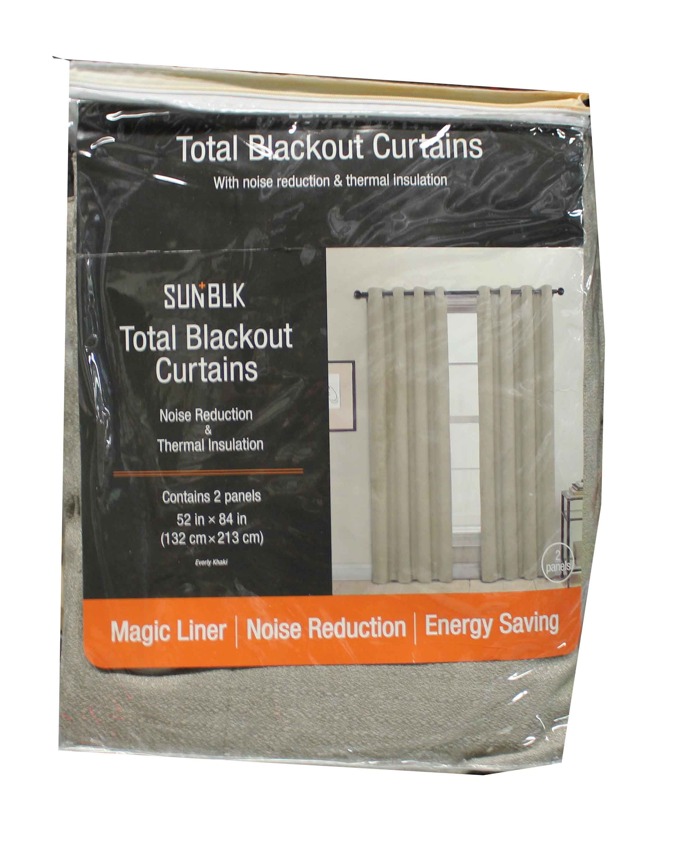SunBlk Total Black Out Noise Reducing Curtains Everly Khaki