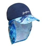 SunBusters Boys Flap Hat UPF 50+, Ocean Manta Ray, Large