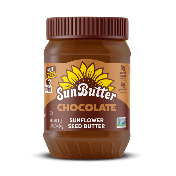 SunButter Chocolate Sunflower Seed Butter, Regular 16 oz Jar