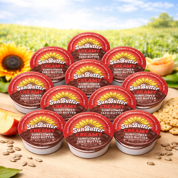 SunButter Creamy Sunflower Seed Butter Cups, Nut-Free Peanut Butter Alternative, Single Serve 1.1 oz, Pack of 10, Allergy-Friendly Spread