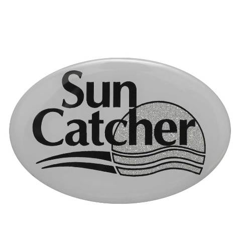 SunCatcher Pontoon Boat Raised Decal 73404855 | 3 x 2 Inch Gray Black