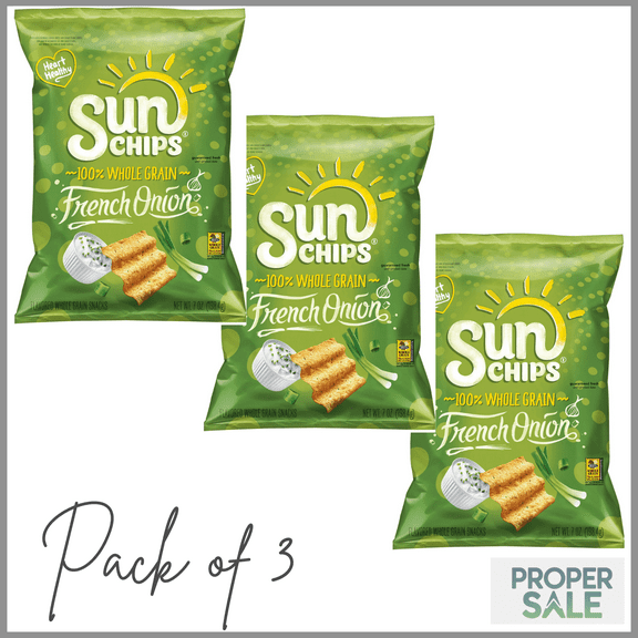 SunChips Flavored Whole Grain Snacks French Onion, 7 oz. Bag ( pack of 3 )