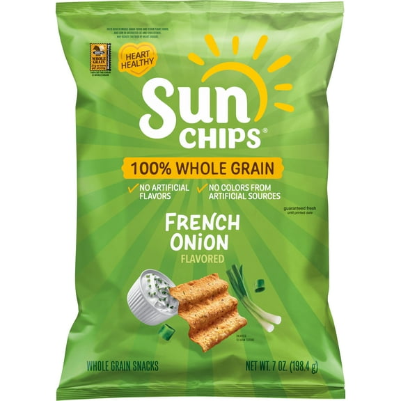 SunChips 100% Whole Grain French Onion Snack Chips Bag, 7 oz​