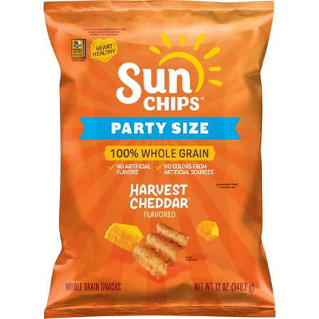 SunChips 100% Whole Grain Harvest Cheddar Snack Chips Bag, 12 oz​