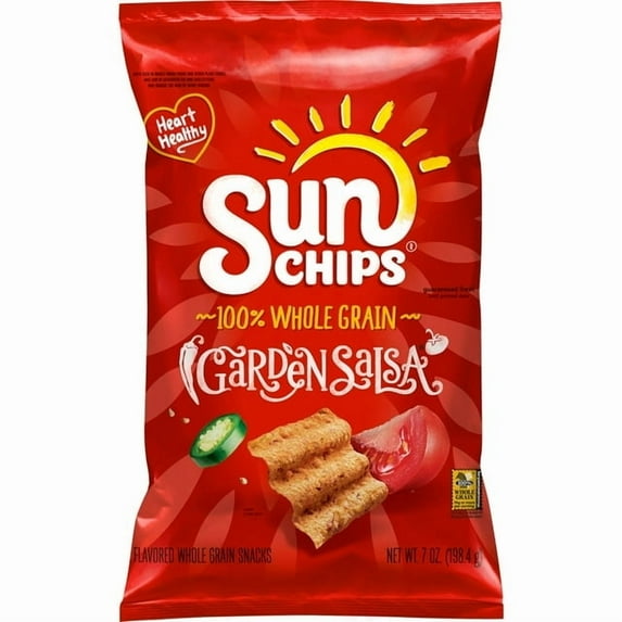 SunChips Garden Salsa Whole Grain Snacks, 7 oz Bag (Pack of 2)