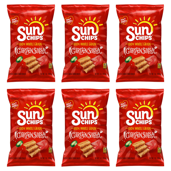SunChips Garden Salsa Whole Grain Snacks, 7 oz Bag (Pack of 6)