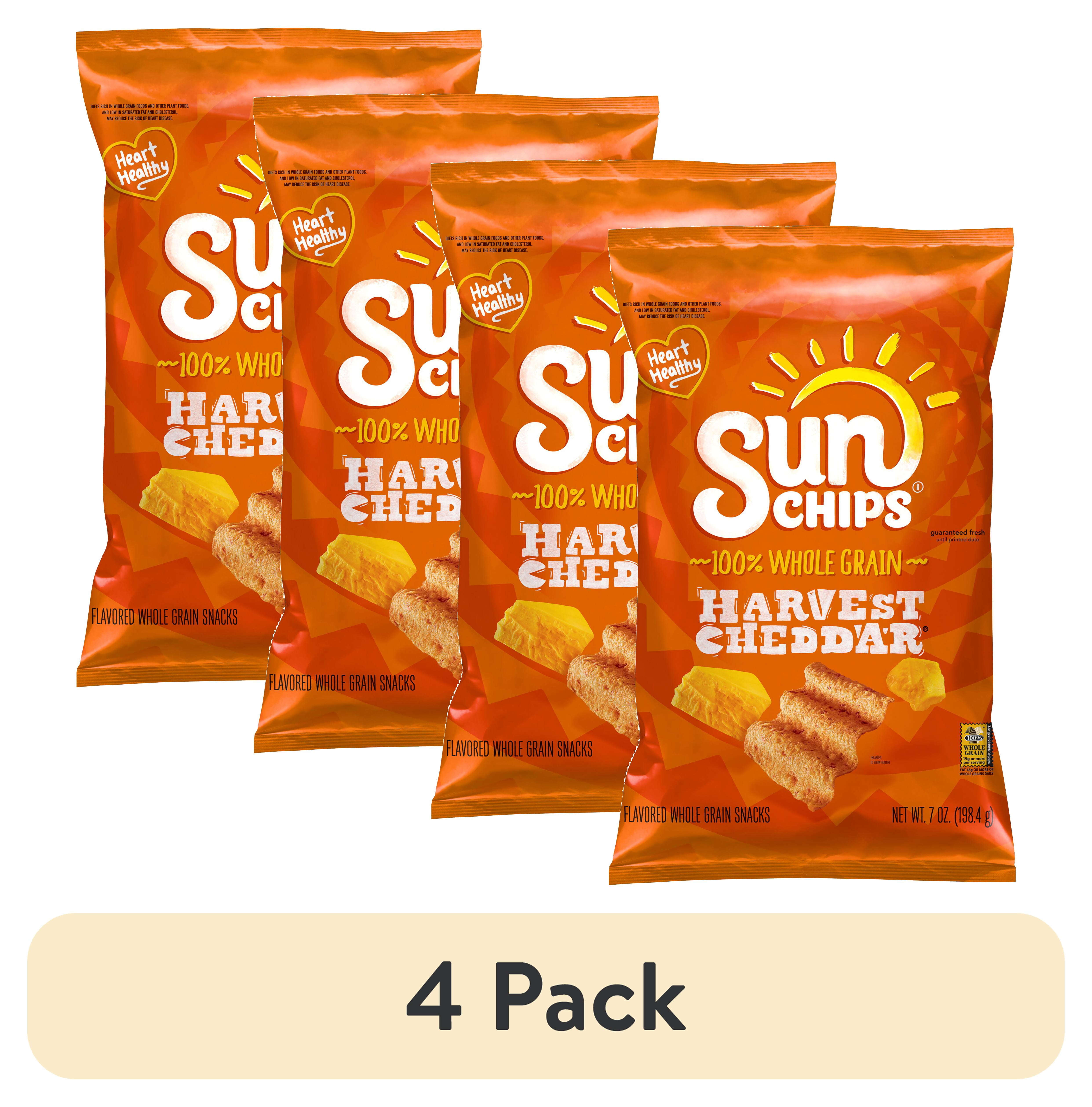 (4 pack) Sun Chips 100 Whole Grain Harvest Cheddar Flavored Multigrain
