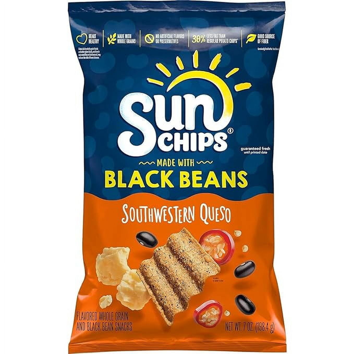 SunChips Made With Black Beans Southwestern Queso, 7 Oz ( Pack of 2 )