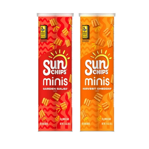 SunChips Minis 2-Flavor Variety Pack Harvest Cheddar & Garden Salsa (2 x 3.75 oz Canisters)
