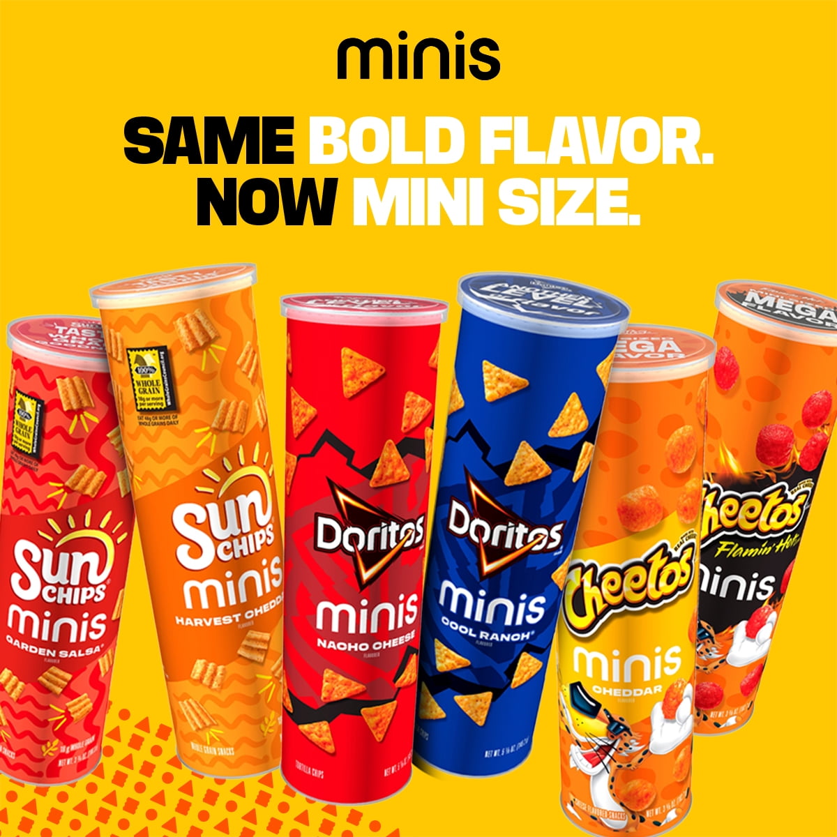 SunChips Minis, Harvest Cheddar Canister Snack Chips, 3.75 oz Canister pack of 3