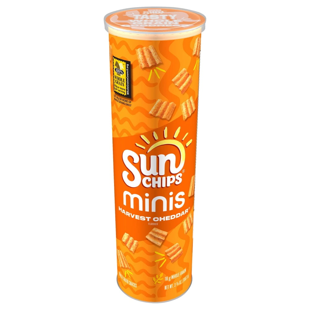 SunChips Minis Harvest Cheddar Minis Snack Stacks Whole Grain Crisps Chips