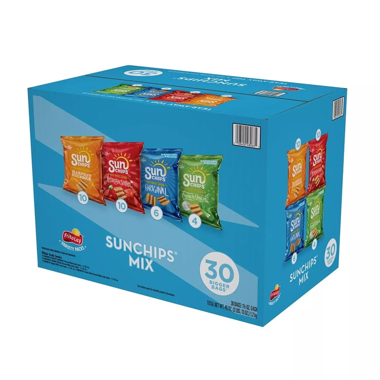 SunChips Healthy Snack Mix Variety Pack, Single Serve Bags (30
