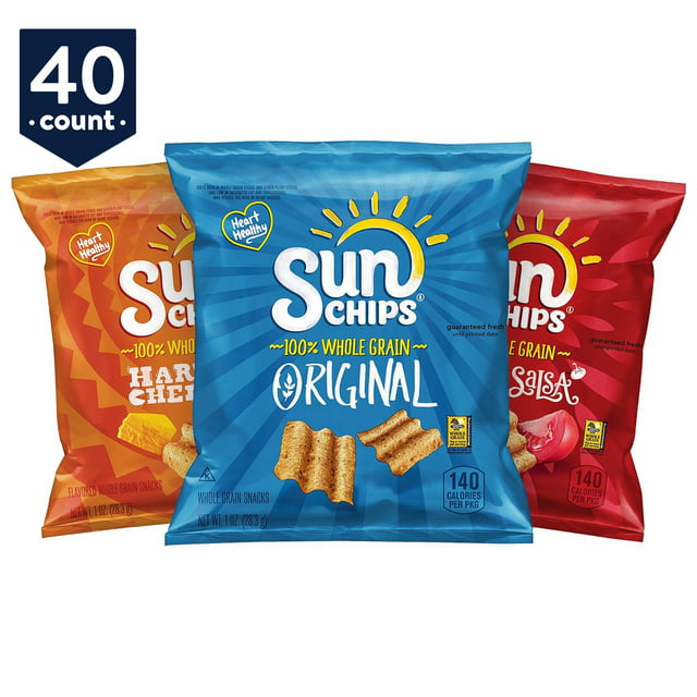 SunChips Multigrain Variety Pack Snack Chips, 1 oz Bags, 40 Count Multipack