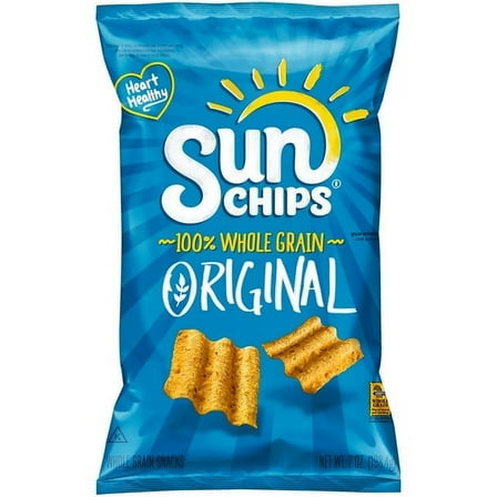 SunChips Original Flavor Whole Grain Snack Chips 7 Ounce Bag (Pack of 2)