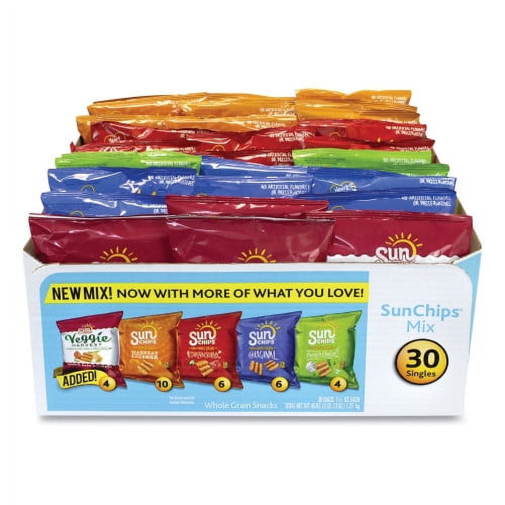 SunChips Variety Mix, Assorted Flavors, 1.5 oz Bags, 30 Bags/Carton