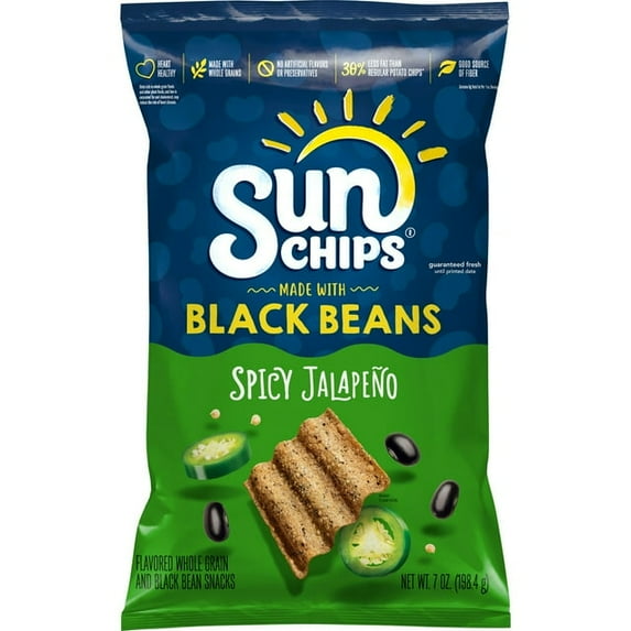 SunChips Whole Grain Snacks Black Bean Spicy Jalapeno 7 oz (Pack of 2)
