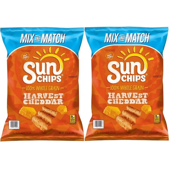 SunChips Whole Grain Snacks Harvest Cheddar Flavored 12 1/4 Oz