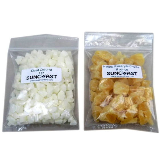 SunCoast Sugar Gliders Small Diced Pineapple and Diced Coconut - 8 ounces each