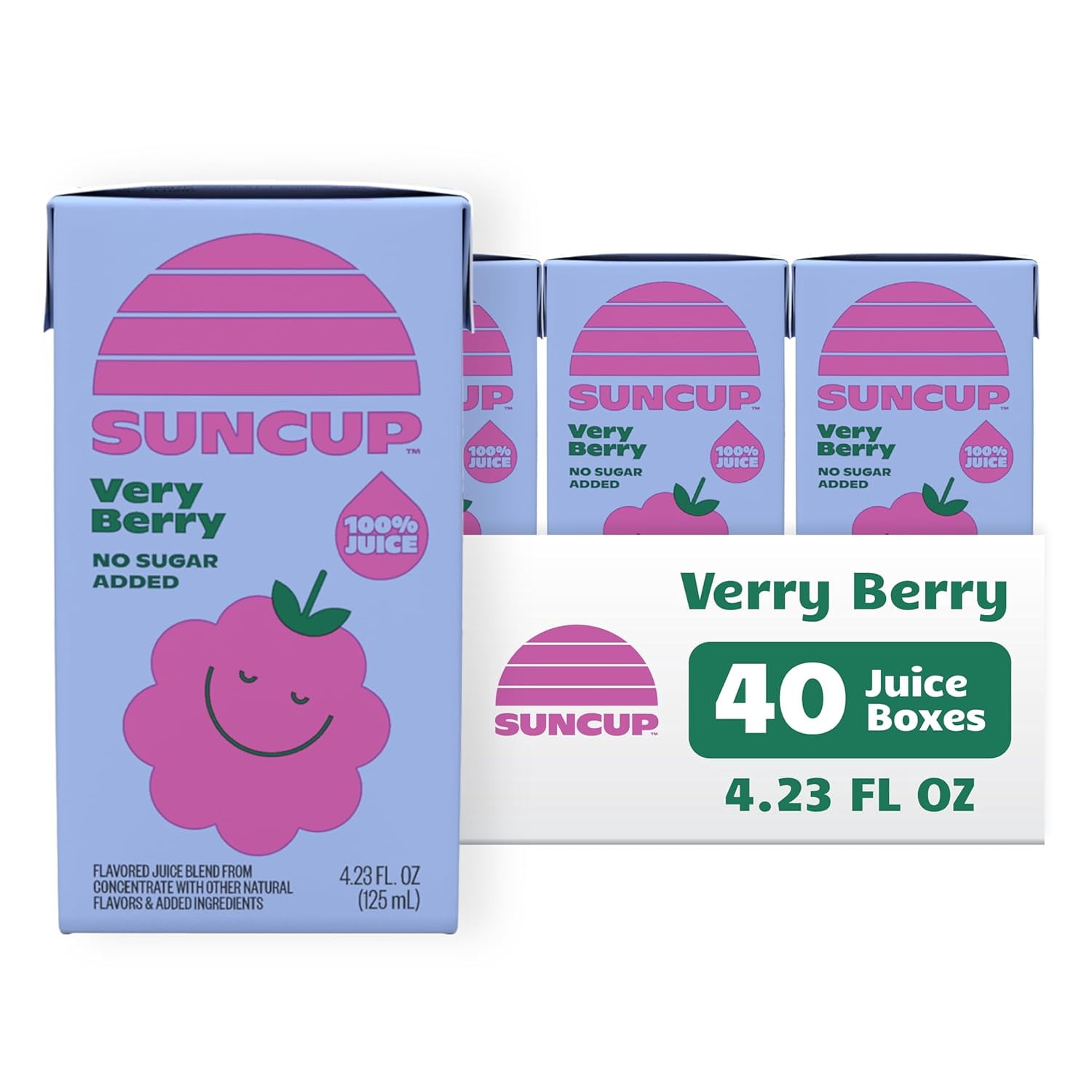 Suncup Juice Box, Very Berry 40 Pack, Organic Berry Blend for Kids