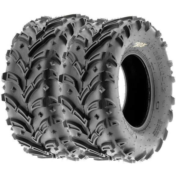 SunF ATV/UTV All Terrain Mud Quad Tire 25x10-12 25x10x12 6 PR Tubeless A024-1 (Set of 2)