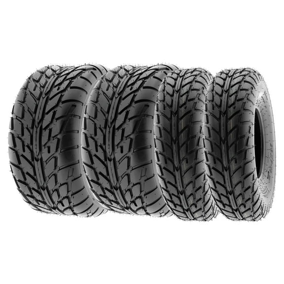SunF ATV/UTV All Terrain Sport Dirt Flat Track Mini Bike Tire 22x7-10 & 22x10-8 6 PR Tubeless A021 (Set of 4)