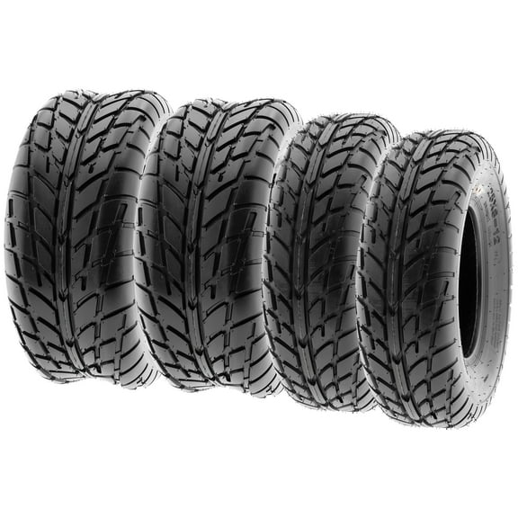 SunF ATV/UTV All Terrain Sport Dirt Flat Track Mini Bike Tire 25x8-12 & 25x10-12 6 PR Tubeless A021 (Set of 4)