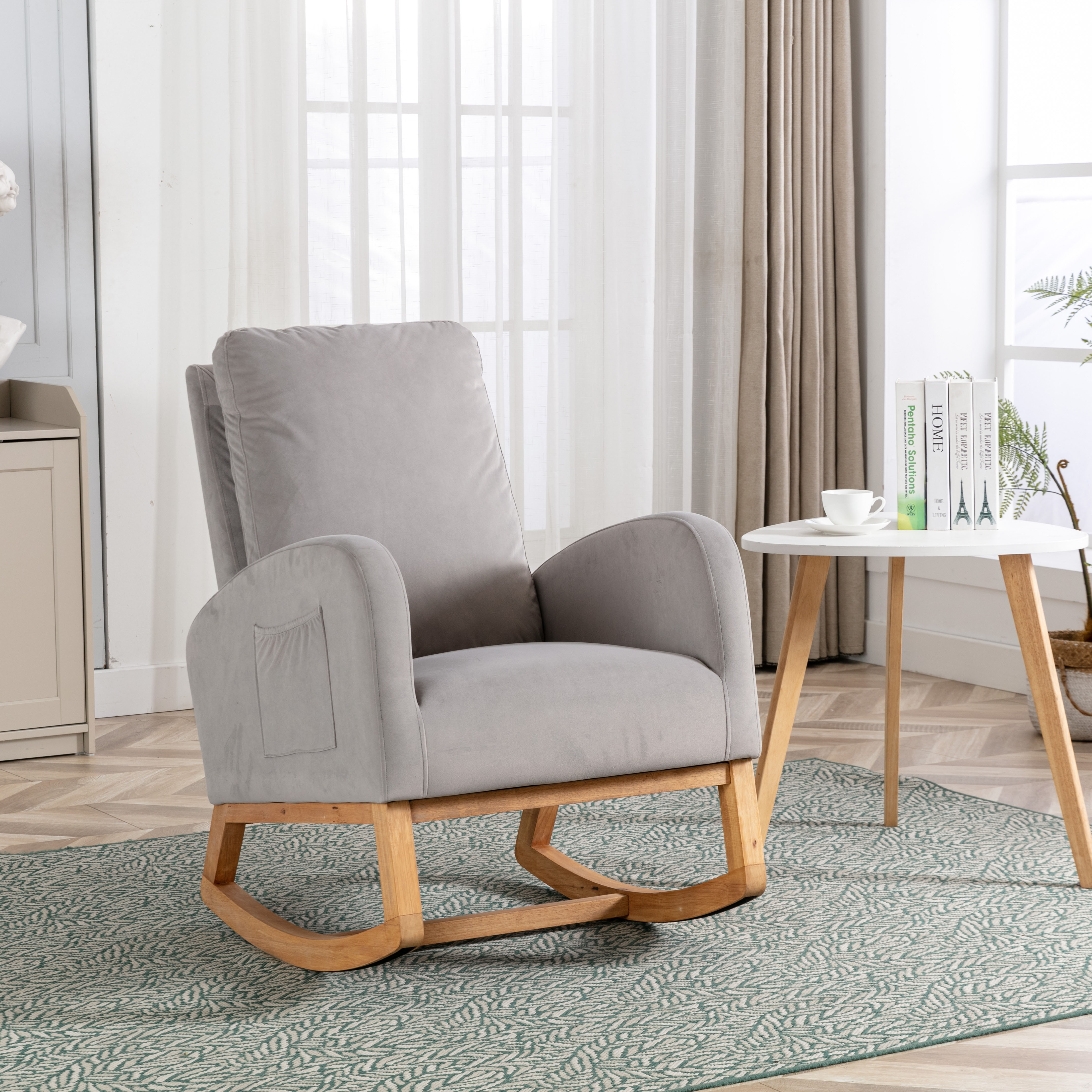 SunFurnn Modern Nursery Rocking Chair,Upholstered Rocker Glider Chair