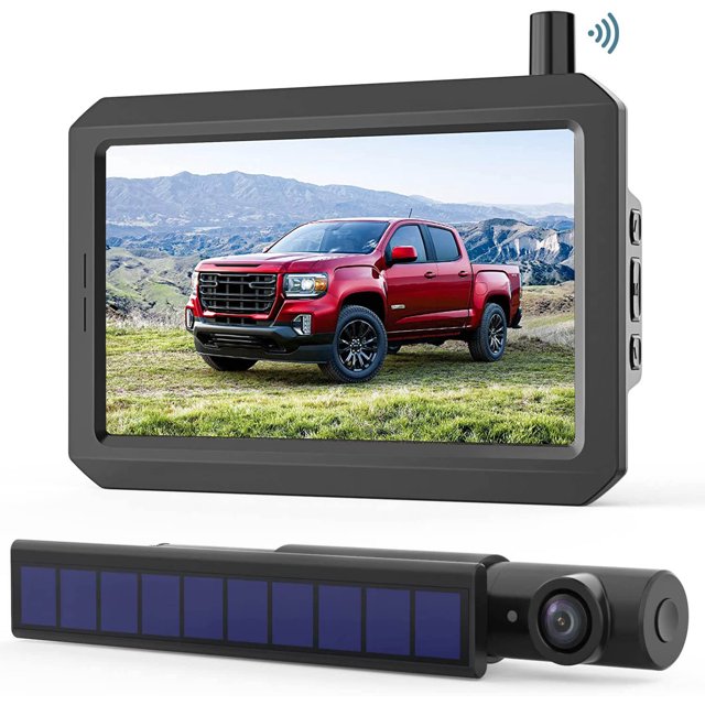 SunGo2 Solar 5 Inch HD Monitor Wireless Backup Camera Kit for Car