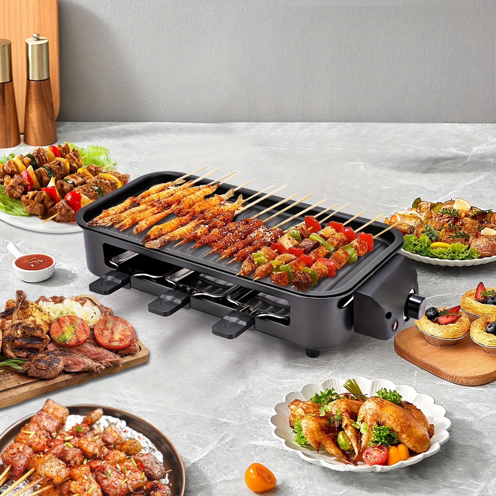 SunGrand Indoor Electric Smokeless Grill - Portable BBQ Grill & Hot Pot ...