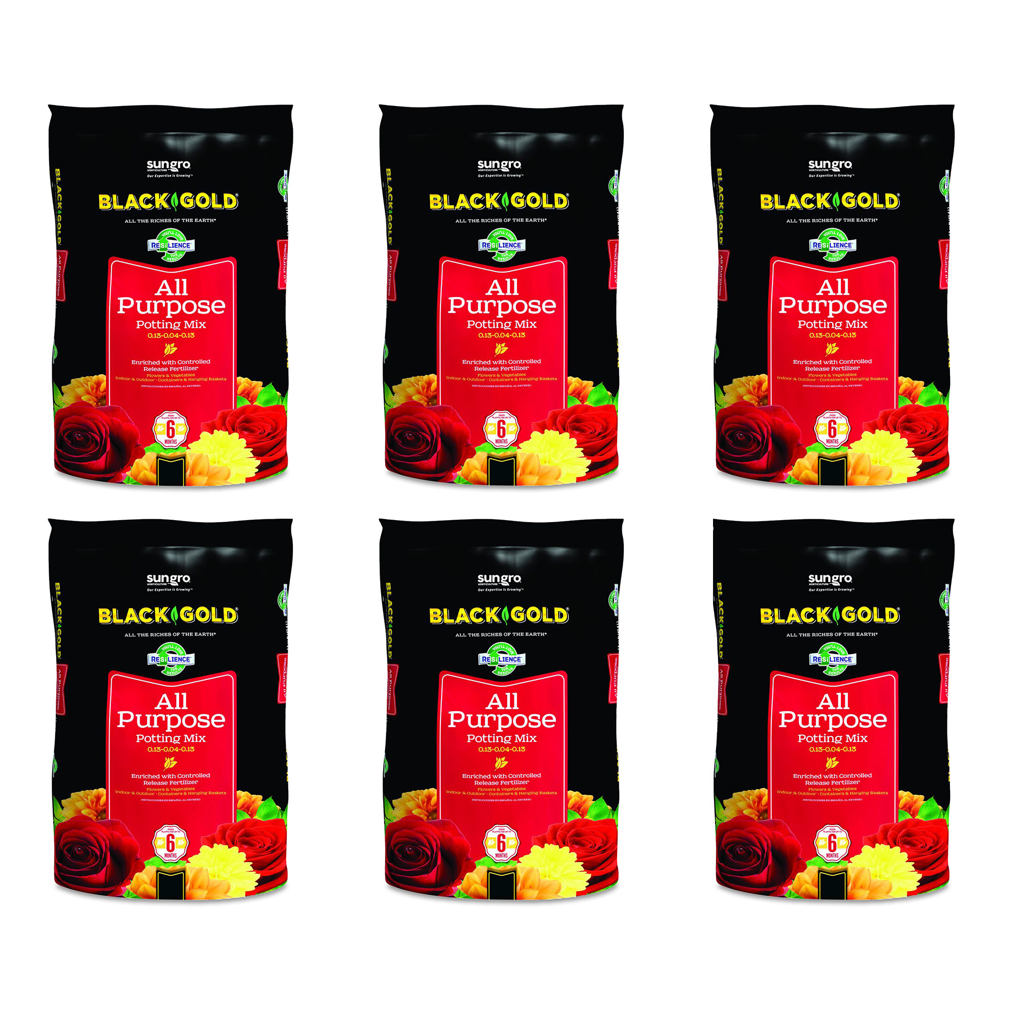 SunGro Black Gold All Purpose Potting Soil Fertilizer Mix, 2 Cu Ft Bag ...