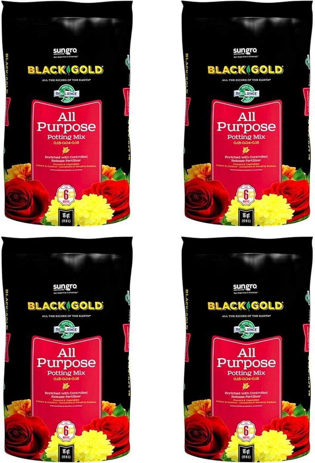 SunGro Black Gold All Purpose Potting Soil Fertilizer Mix for House ...
