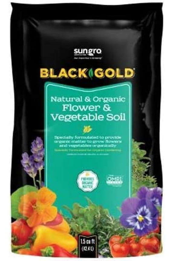 SunGro Black Gold Outdoor Natural and Organic Garden Flower and Vegetables Blend Potting Soil Mix for Outdoor Plants, 1.5 Cubic Foot Bag 10 Pack