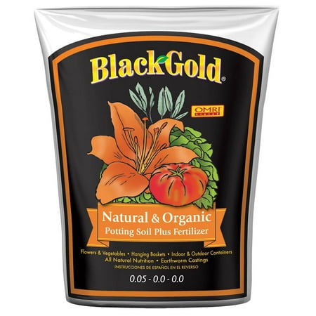 SunGro SUGRBG2 Black Gold Natural & Organic Potting Soil w/ Fertilizer, 2 Cu Ft