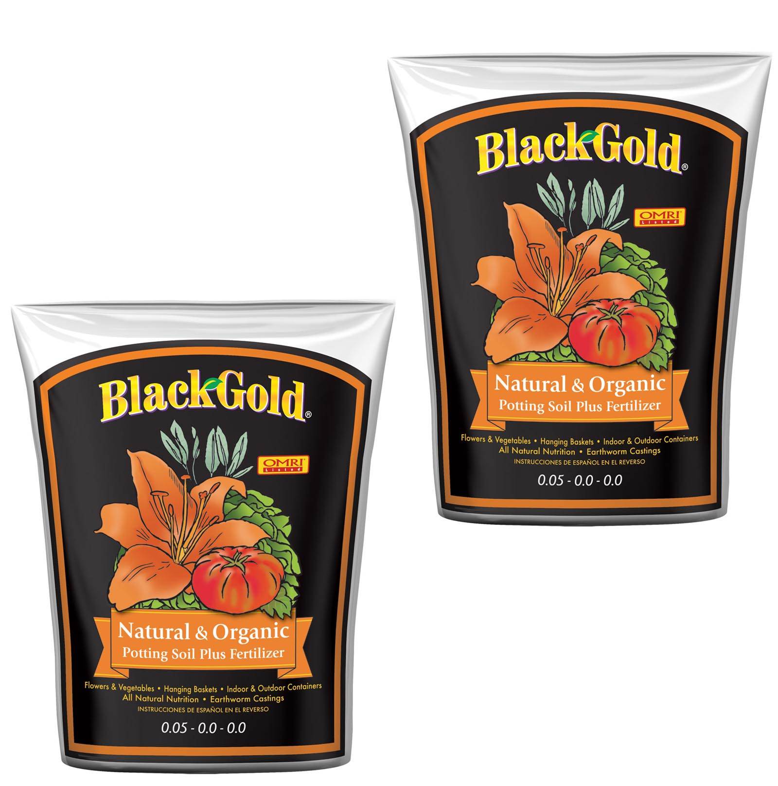 SunGro SUGRBG2 Black Gold Natural & Organic Potting Soil w/ Fertilizer (2 Pack)