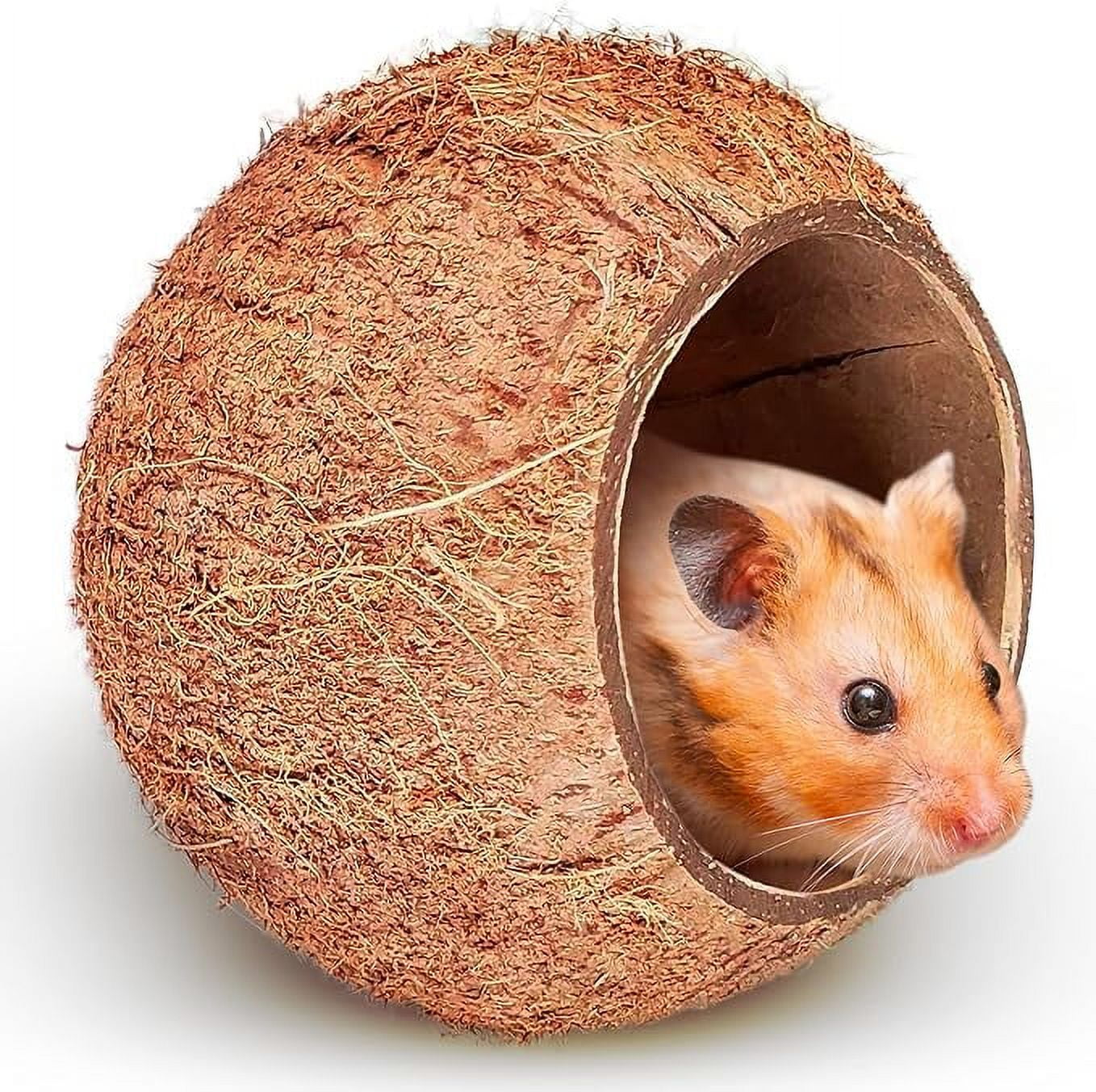 SunGrow Coconut Shell House for Hamsters 14 16 Inches Circumference Raw Coco Husk Pet Hiding House Climber or Chew Toy for Mice Rats Gerbils Walmart