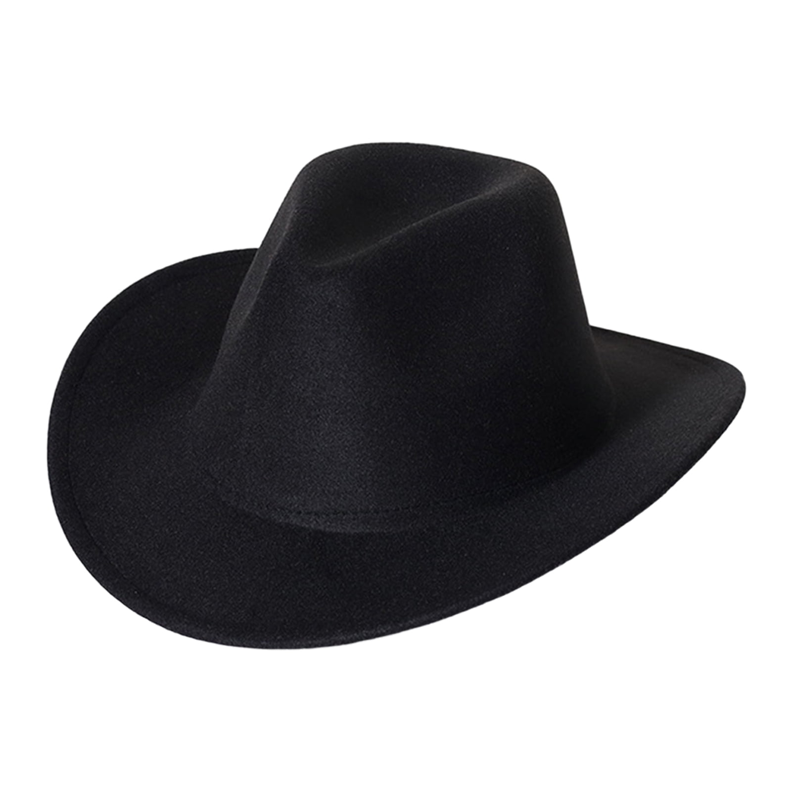 haiaxx Adult Outdoor Breathable Cowboy Hat Western Style Large Brim Hat  Fedora Felt Cowboy Sunproof Hat with Wide Curved Brim