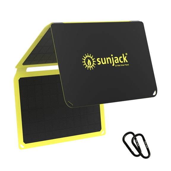 SunJack 25W Portable Solar Panel Charger Kit USB-A & USB-C Rugged Waterproof, 1.7 lbs
