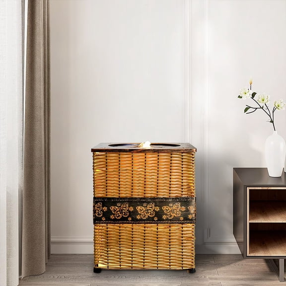 SunJet Indoor Rattan Water Fountain with LED Light - 17 inch High Floor Zen Fountain for Home, Living Room, Yoga Room, Office and Porch Decor