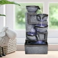 thumbnail image 1 of SunJet Large Indoor Water Fountain - 15.7”5-Step Relaxation Waterfall Feature with LED Light&Soothing Water Sounds for Office, Room Decor, Portable Feng Shui Tabletop Fountain Indoor Outdoor, 1 of 5