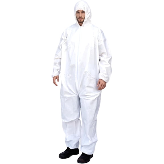 SunLite Ultra SMS Protective Hazmat Suit, Attached Hood, Elastic Wrists and Ankles, 6-Pack, White (3X)