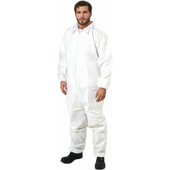 SunLite Ultra SMS Protective Hazmat Suit, Elastic Wrists and Ankles, 6-Pack, White (MD)