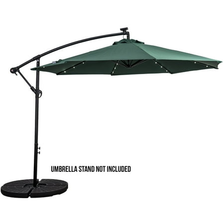 Sun Ray - 10' Offset Aluminum Solar Umbrella - Hunter Green